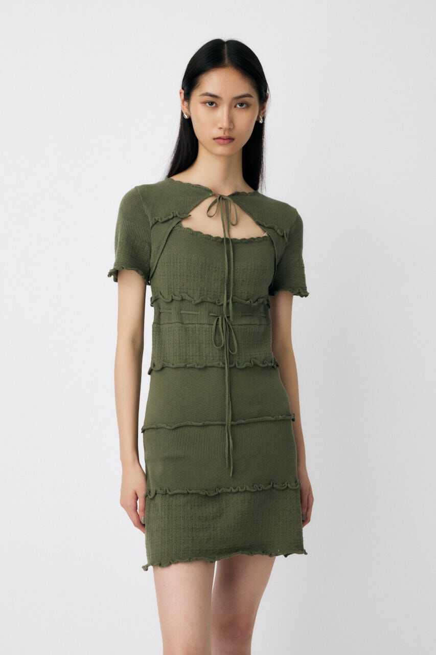 MOUSSY「BOW DESIGN KNIT ミニ  ドレス」|ワンピース|