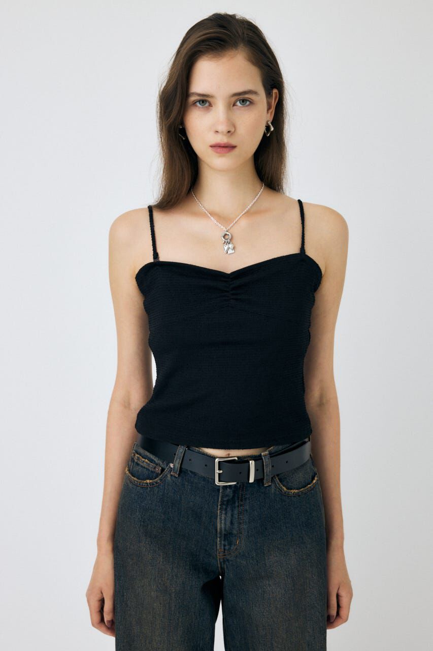 MOUSSY「BOUCLE TWEED キャミ」|キャミソール|BLK