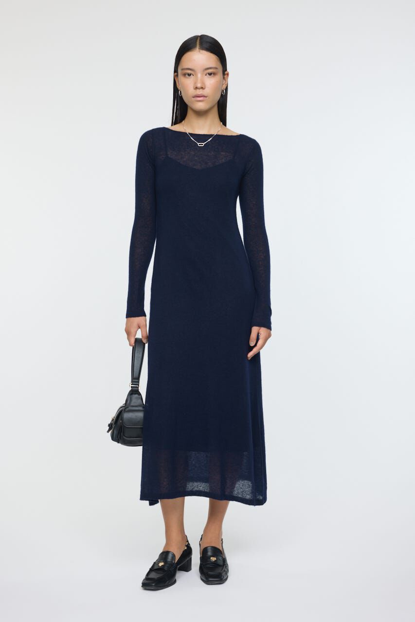 MOUSSY「SHEER KNIT ドレス」|ワンピース|NVY