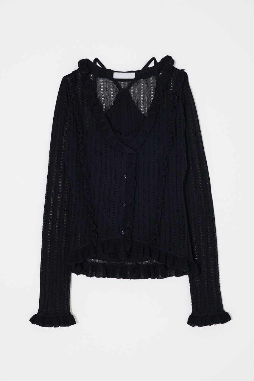 MOUSSY「POINTELLE RUFFLE カーディガン＆キャミソール」|ニット・セーター|