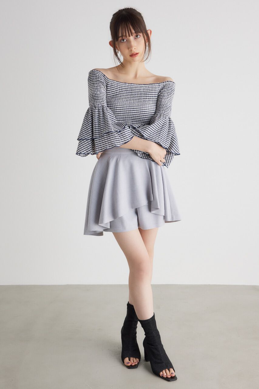 rienda「シャーリングオフショルクロップドTOP」|その他|