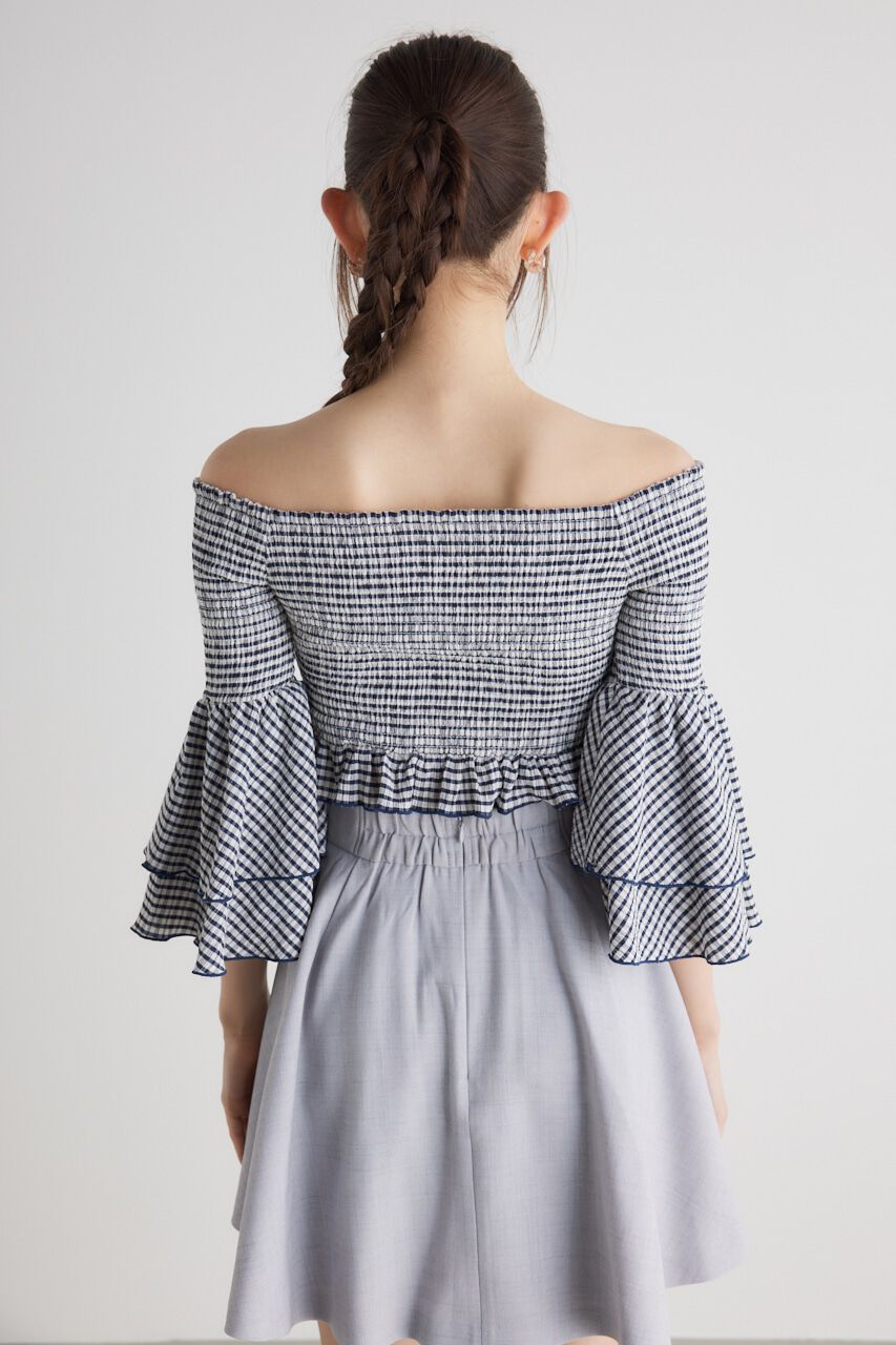 rienda「シャーリングオフショルクロップドTOP」|その他|