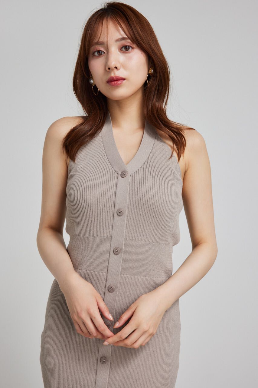 rienda「ホルターネックタイトミニニットワンピース」|ワンピース|