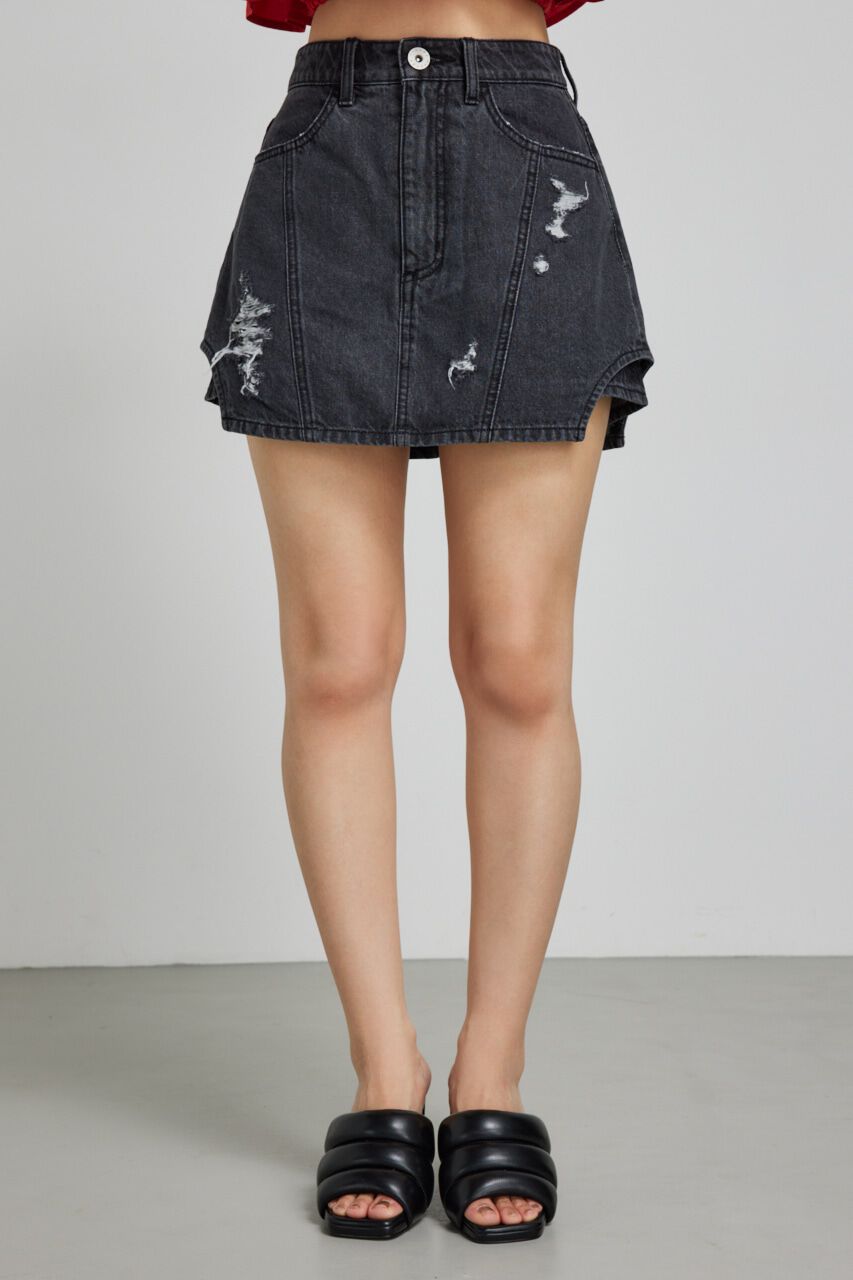 rienda「サイドカットデニムショートパンツ」|デニム|