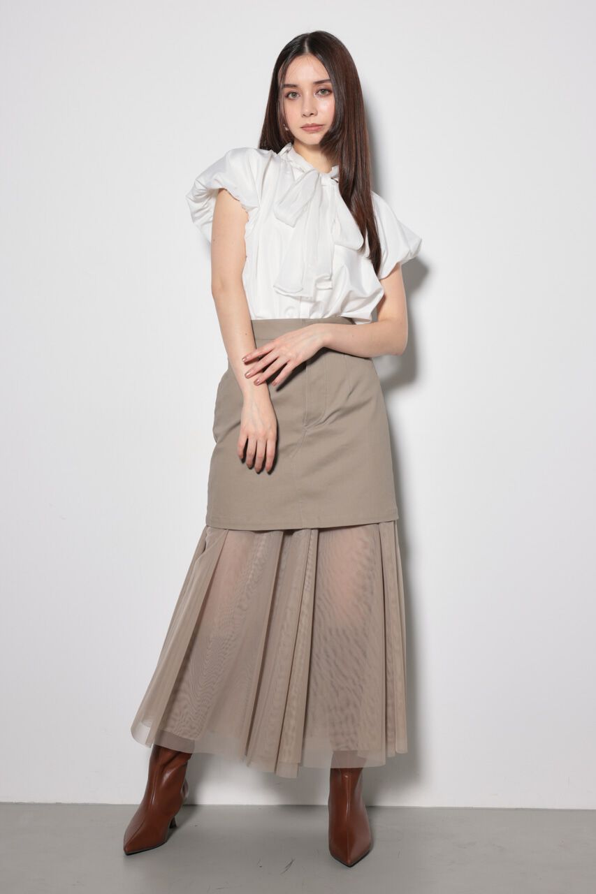 rienda「スカーフ付きバルーンフリルブラウス」|シャツ・ブラウス|