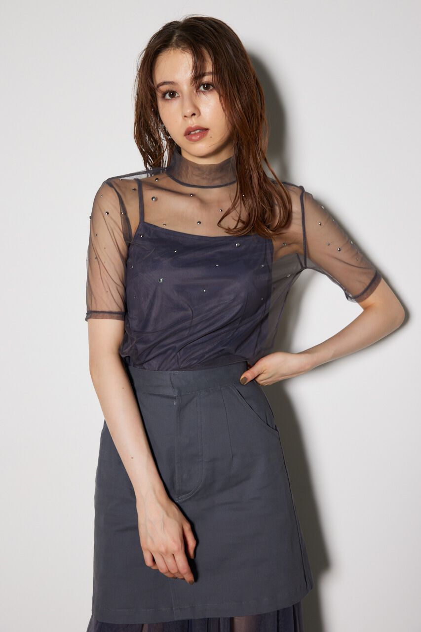 rienda「メタルボールシアートップス」|Tシャツ・カットソー|D/GRY3