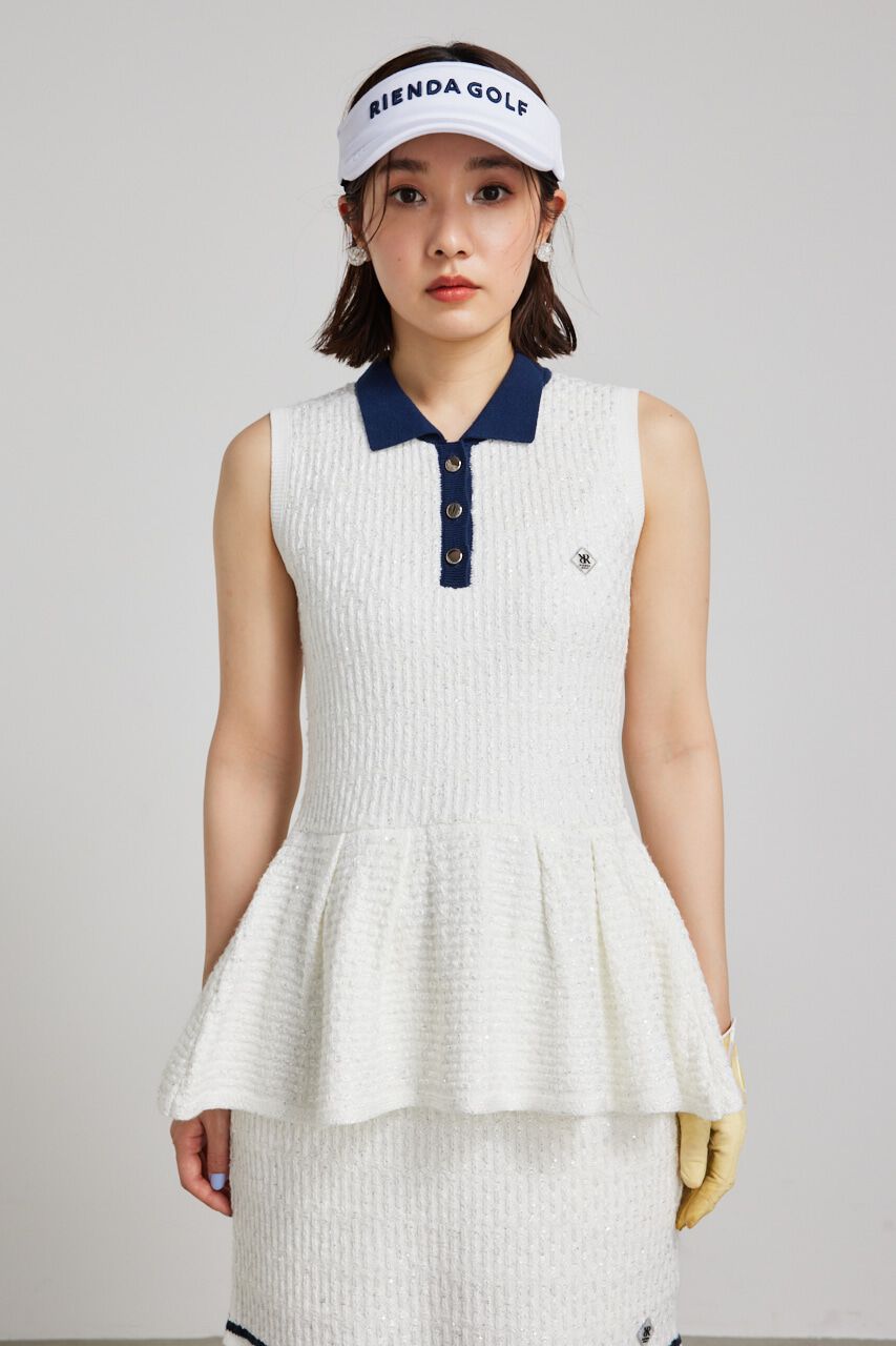 rienda「シャイニーツイードペプラムニットTOP」|ニット・セーター|