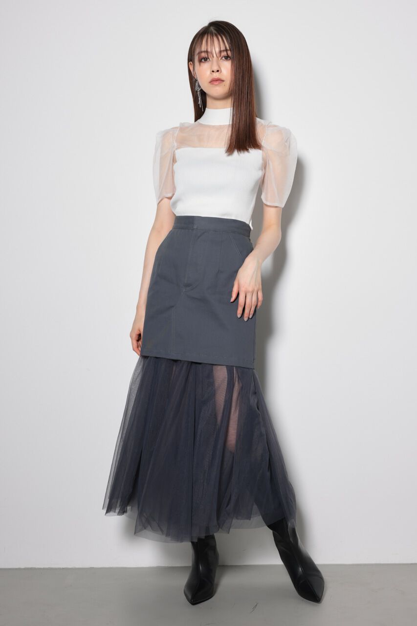 rienda「リバーシブルチュールジャストウエストスカート」|スカート|