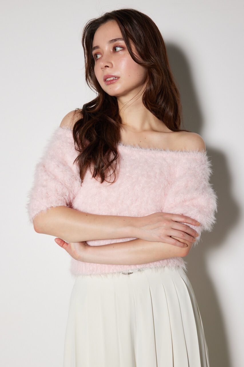 rienda「オフショルシャギーニットトップス」|ニット・セーター|