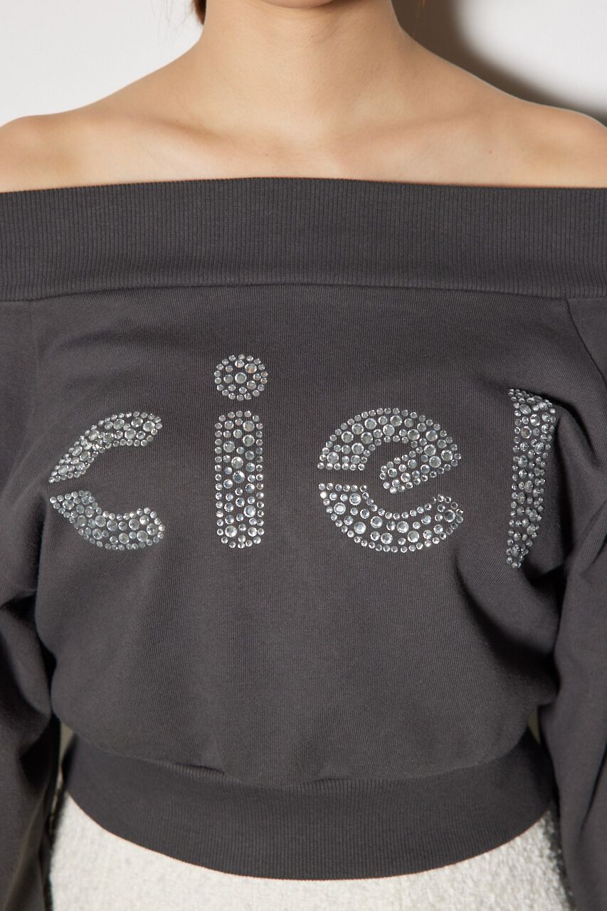 rienda「オフショルBIGロゴスウェットトップス」|Tシャツ・カットソー|