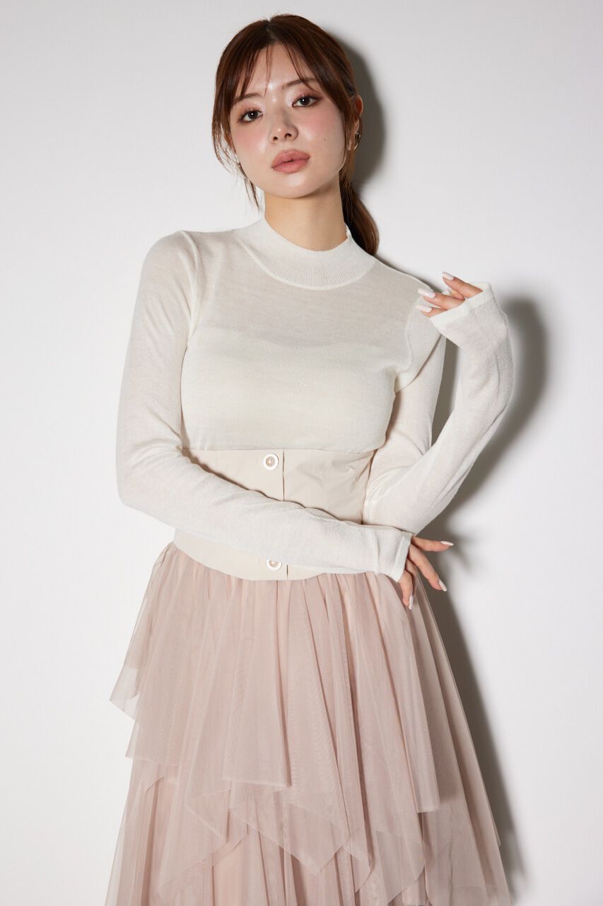 rienda「バックオープンボタンニットトップス」|ニット・セーター|