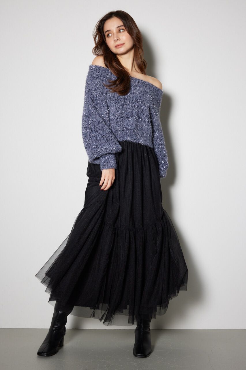 rienda「配色チュールティアードスカート」|スカート|