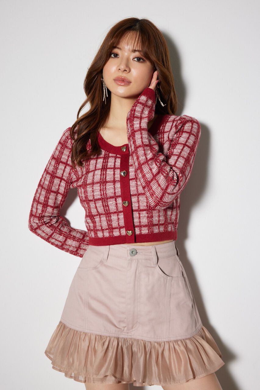 rienda「2WAYチェックニットカーディガン」|ニット・セーター|