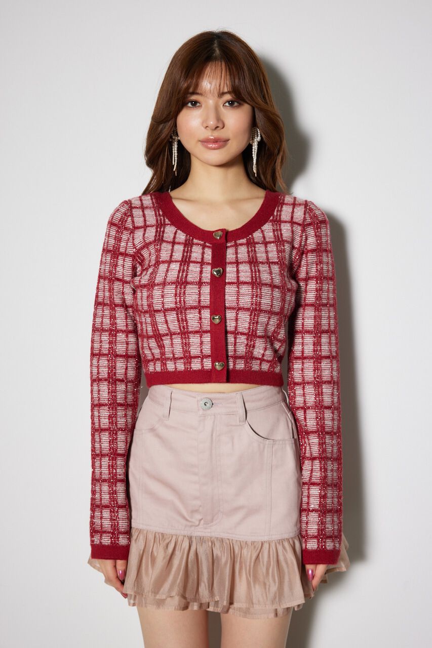 rienda「2WAYチェックニットカーディガン」|ニット・セーター|