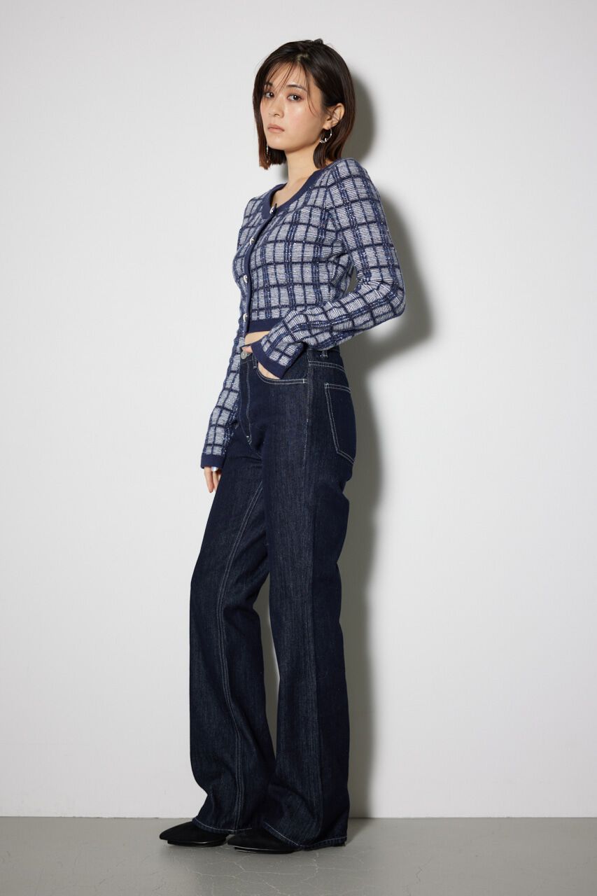 rienda「2WAYチェックニットカーディガン」|ニット・セーター|