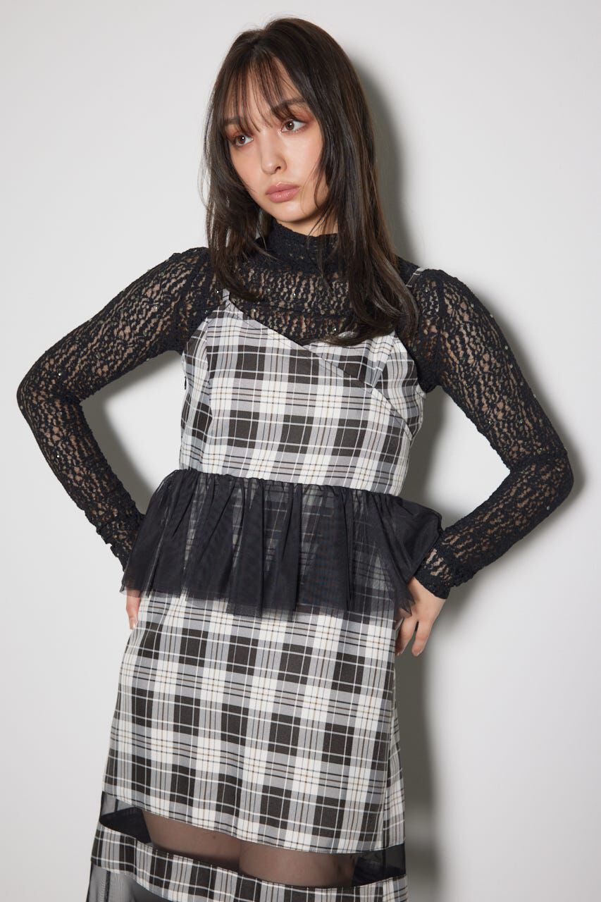 rienda「ペプラムマーメイドチェックキャミワンピース」|ワンピース|