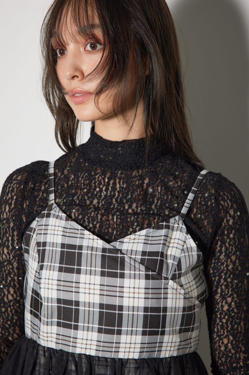 rienda「ペプラムマーメイドチェックキャミワンピース」|ワンピース|