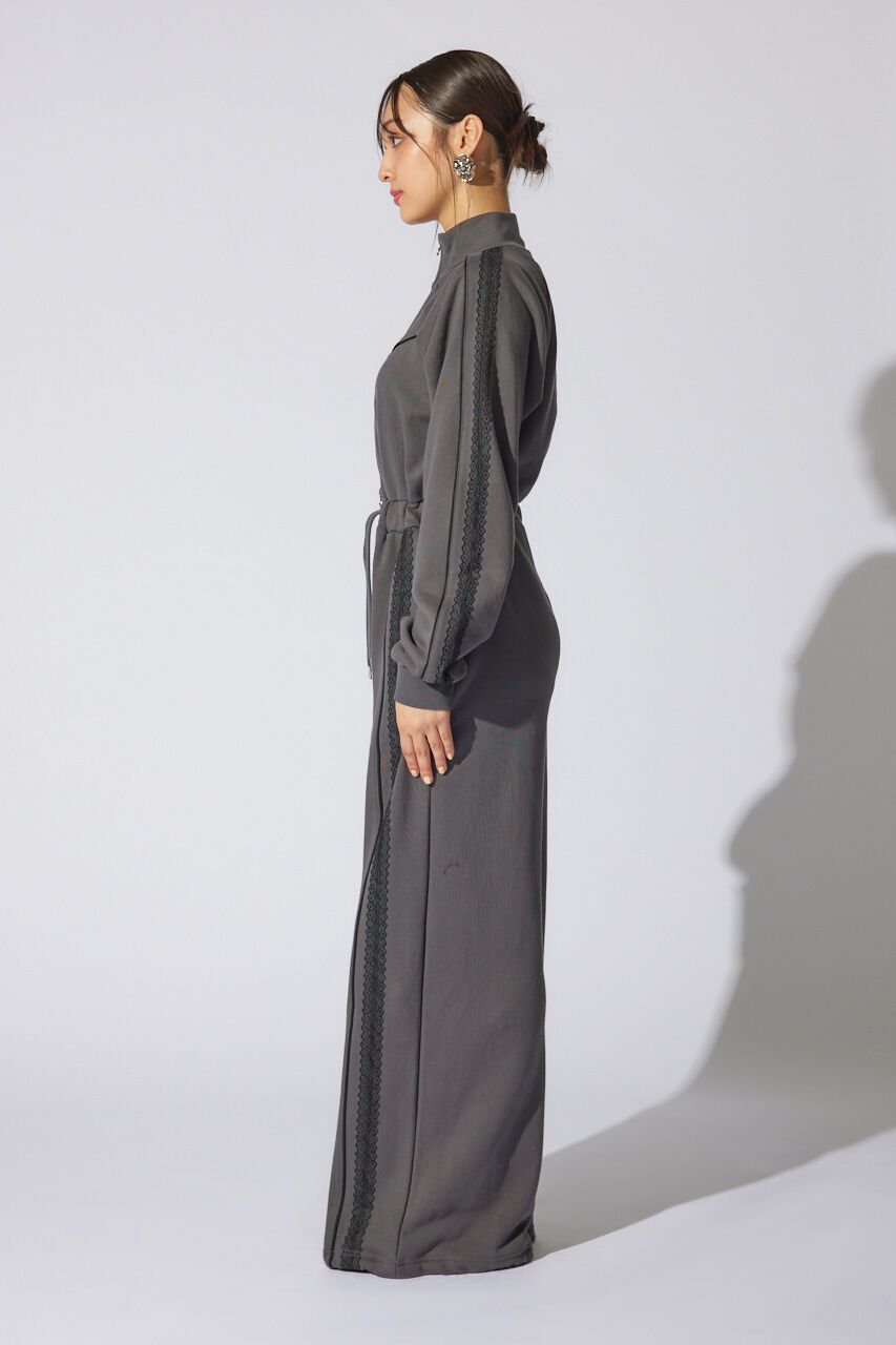 rienda「フロントZIPサイドラインロンパース」|ワンピース|