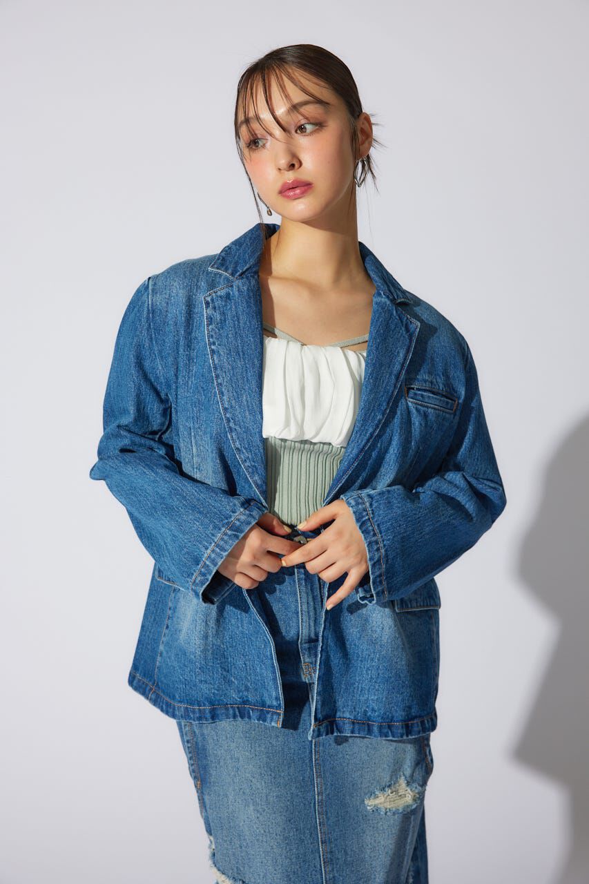 rienda「テーラーカラーデニムジャケット」|デニムジャケット|BLU