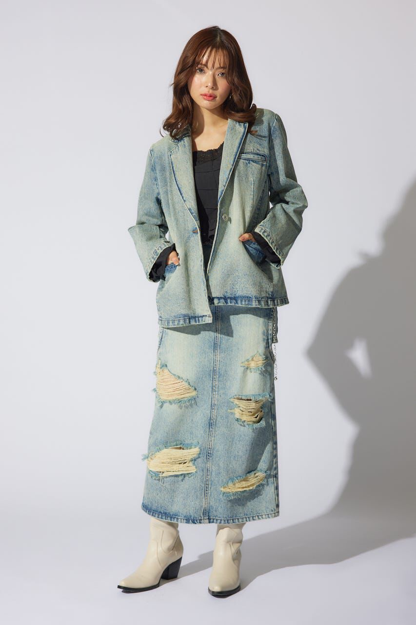 rienda「テーラーカラーデニムジャケット」|デニムジャケット|