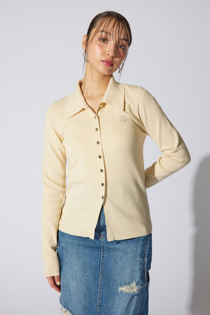 rienda「刺繍ロゴニットカーディガントップス」|ニット・セーター|