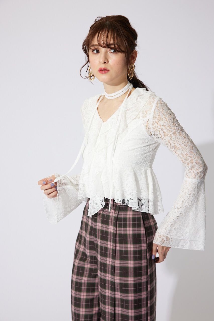 rienda「フリルレースブラウス」|シャツ・ブラウス|