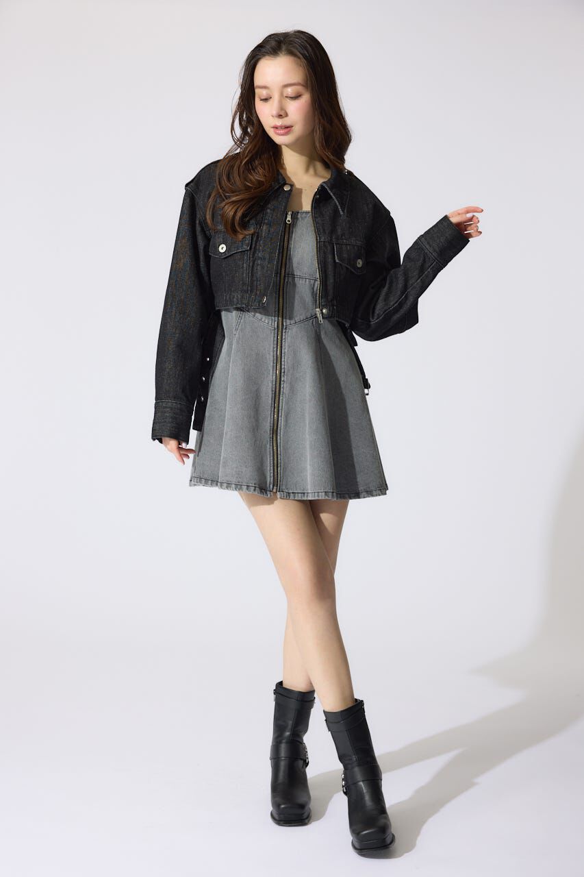 rienda「ベルト付きデニムジャケット」|デニムジャケット|