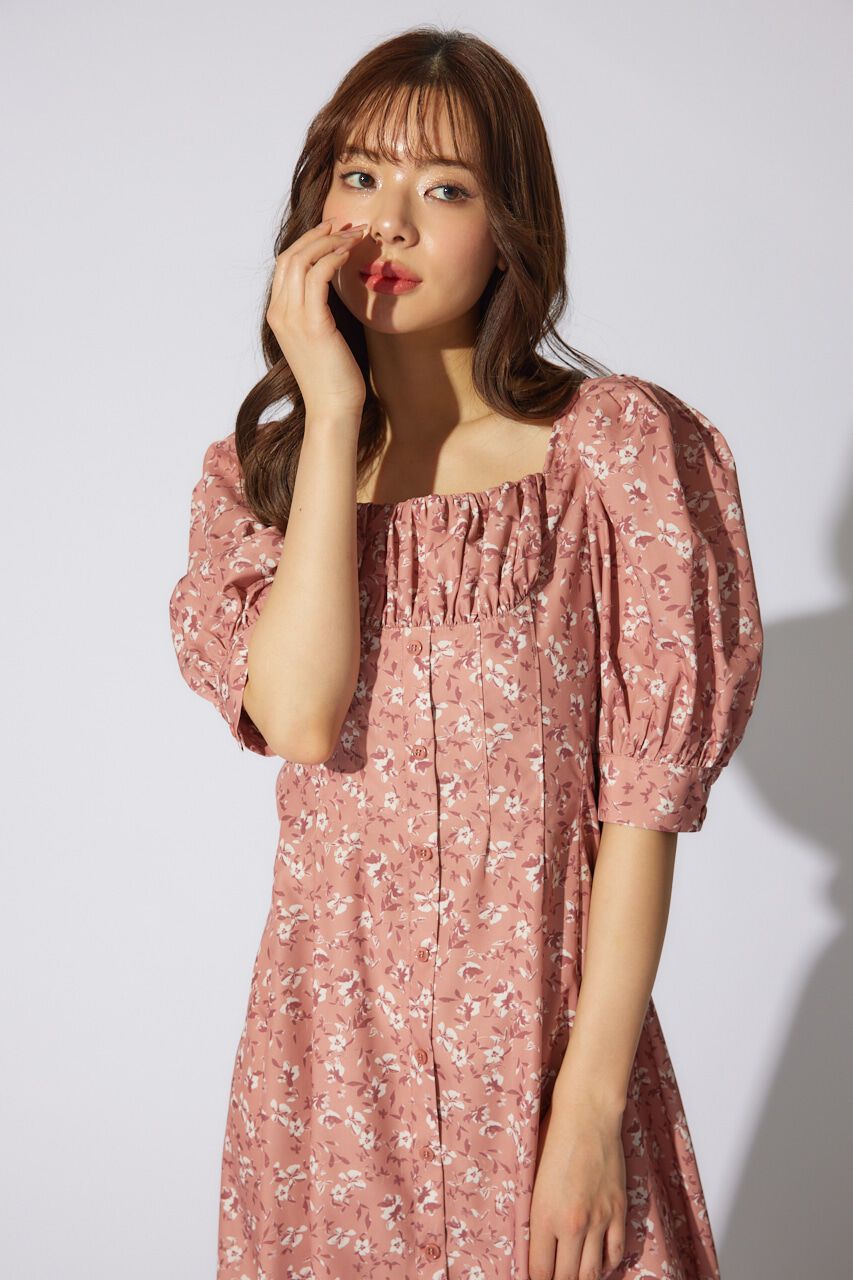 rienda「バストギャザーデザインフレアワンピース」|ワンピース|