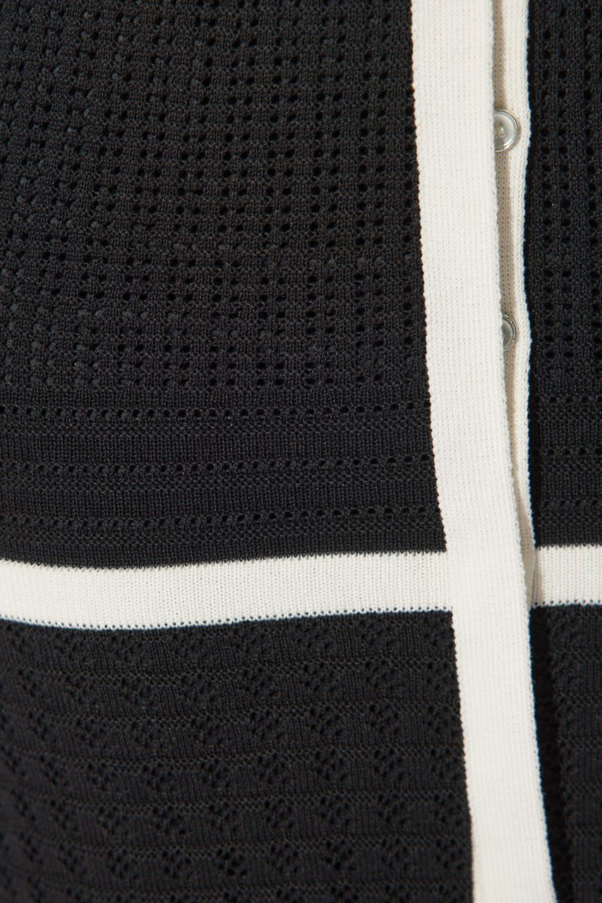 rienda「2WAYフリンジライン配色クロシェニットワンピース」|ワンピース|