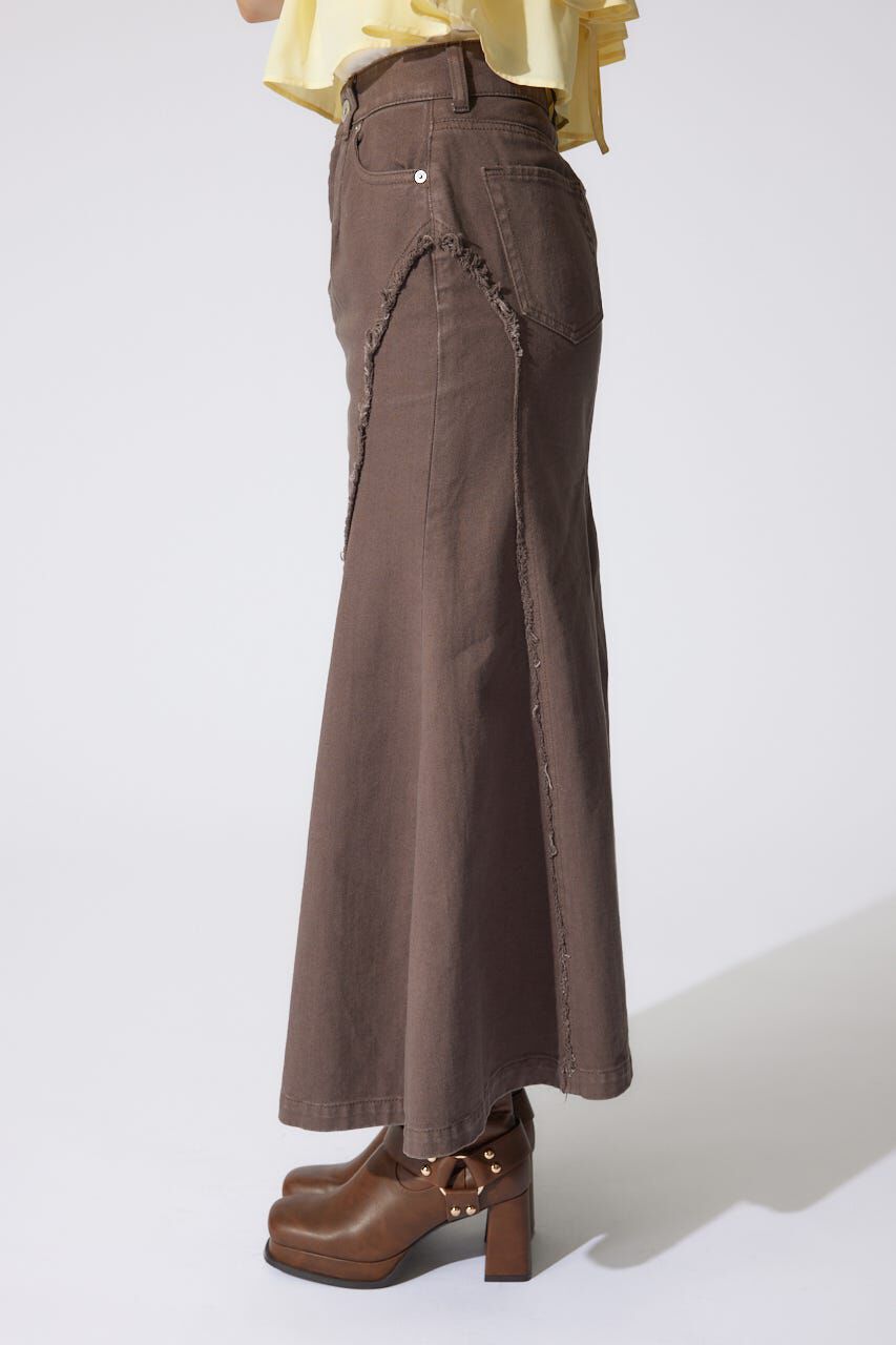 rienda「フリンジマーメイドデニムジャストウエストスカート」|スカート|