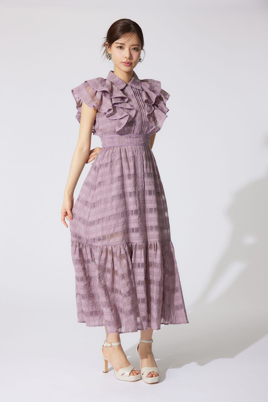 rienda「配色ロゴダブルフリルティアードワンピース」|ワンピース|PNK