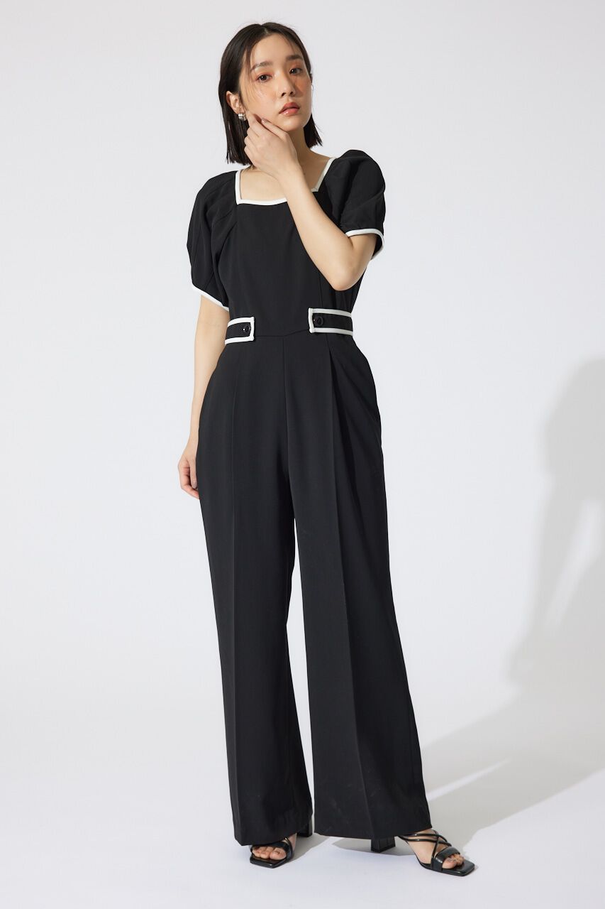 rienda「バイカラーロンパース」|ワンピース|BLK
