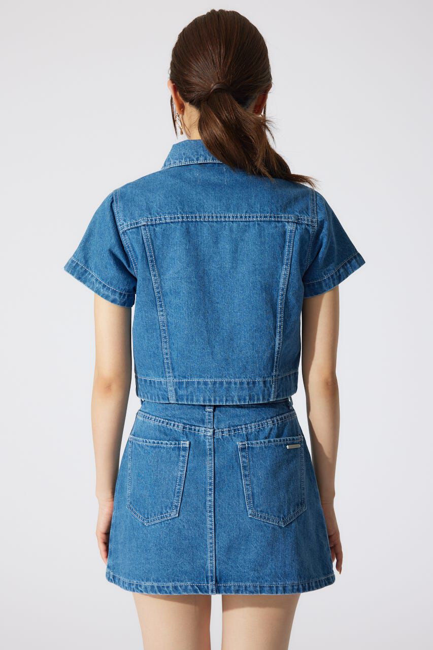 rienda「ミックスフラワービジューショートジャケット」|デニムジャケット|