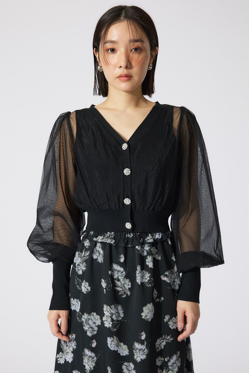 rienda「チュールドッキングシアーニットカーディガン」|カーディガン|