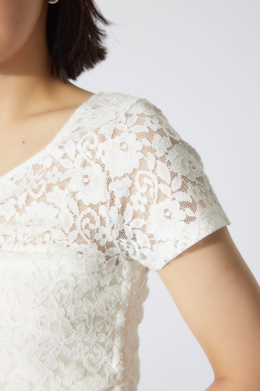 rienda「バストギャザーデザインレースカットトップス」|Tシャツ・カットソー|