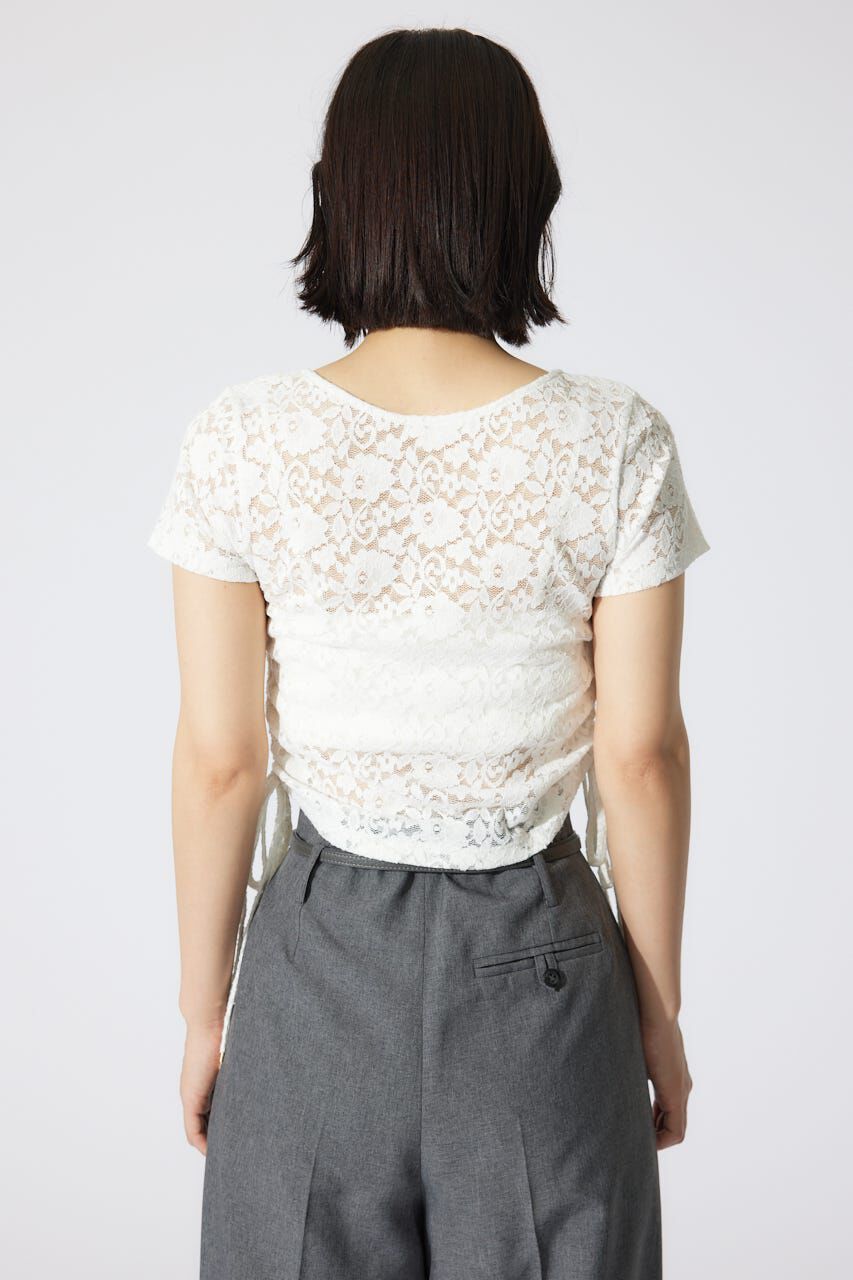 rienda「バストギャザーデザインレースカットトップス」|Tシャツ・カットソー|