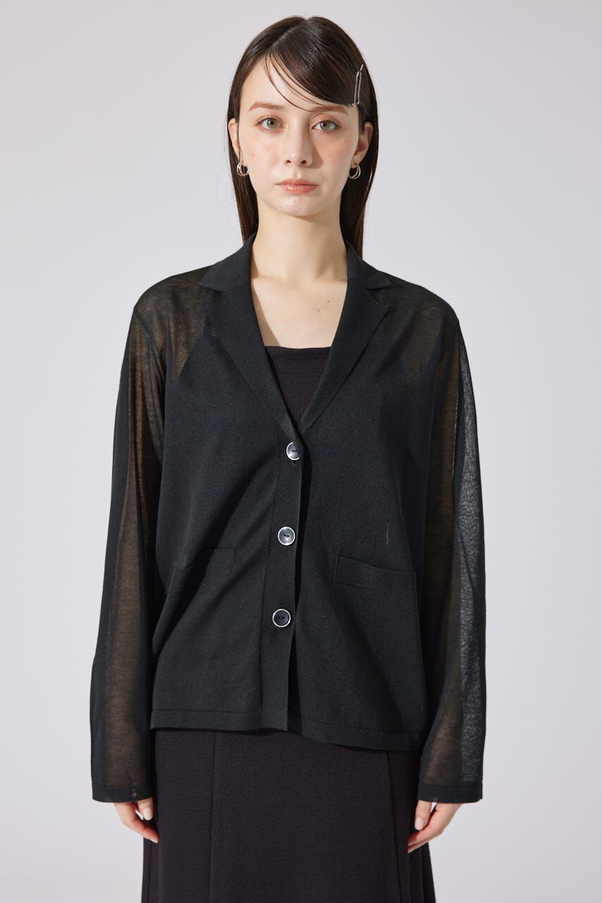 rienda「テーラーカラーシアーニットカーディガン」|カーディガン|