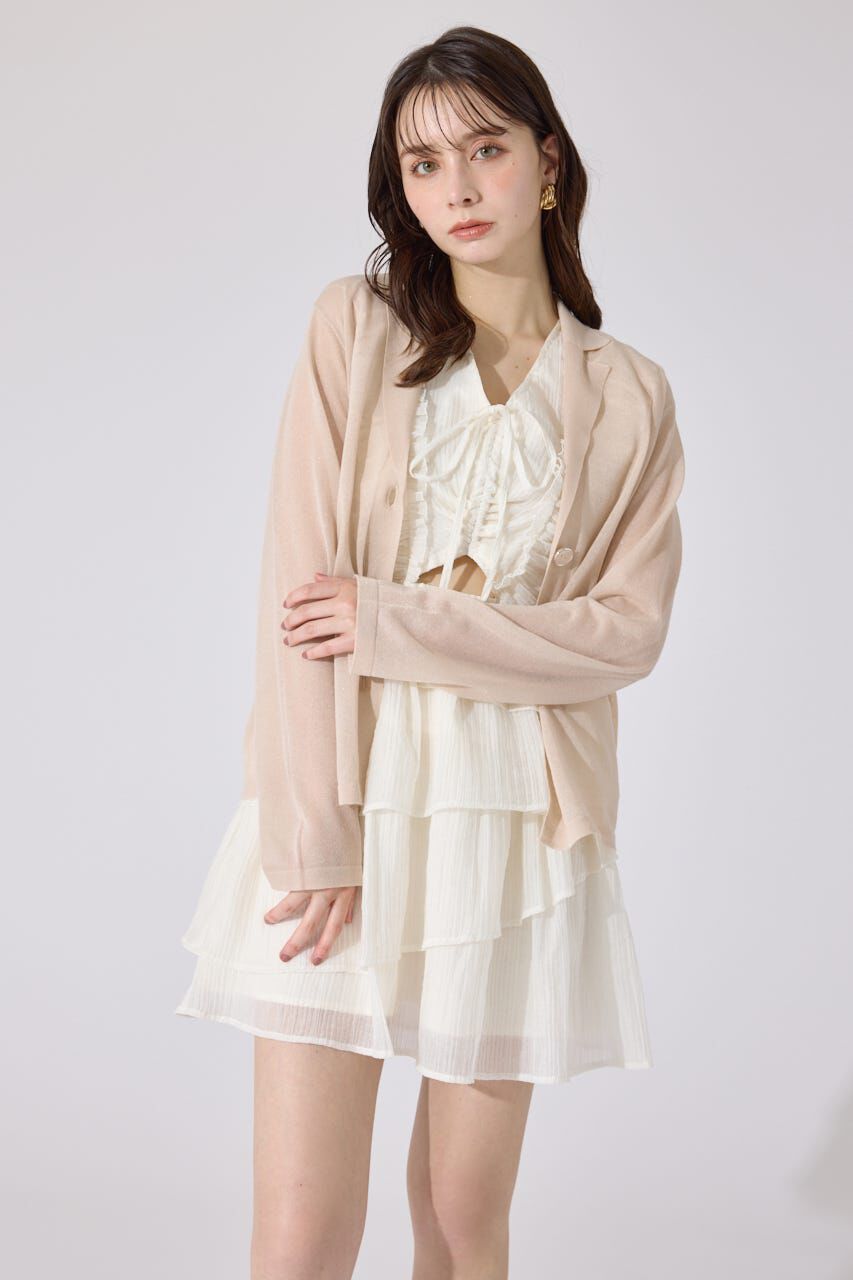 rienda「テーラーカラーシアーニットカーディガン」|カーディガン|