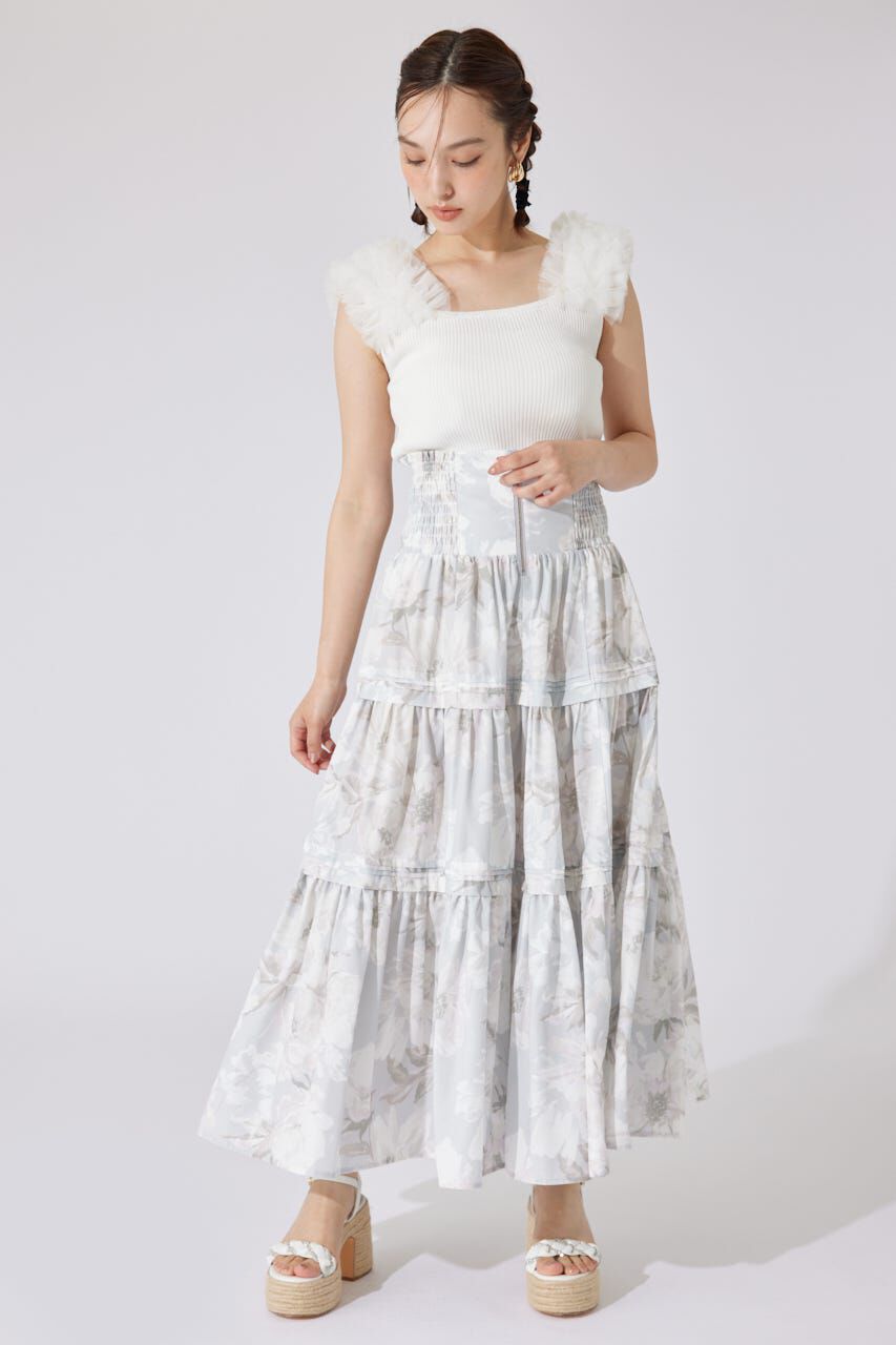 rienda「ショルダーチュールコンビニットトップス」|タンクトップ|