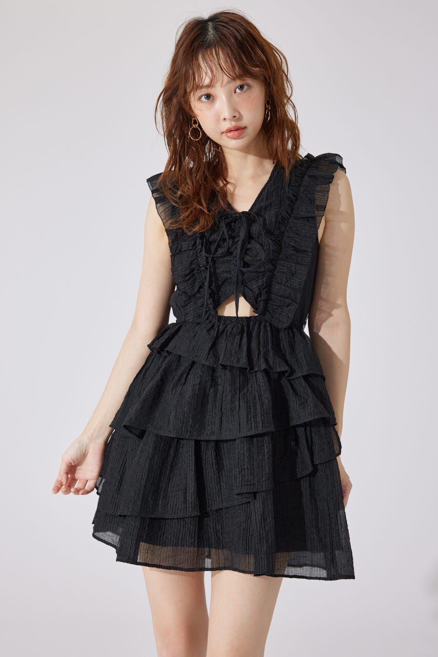 rienda「ティアードフリルミニワンピース」|ワンピース|BLK