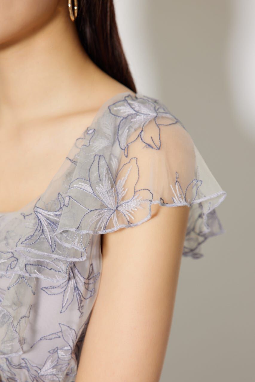 rienda「エンブロイダリーチュールフレアスリーブワンピース」|ワンピース|