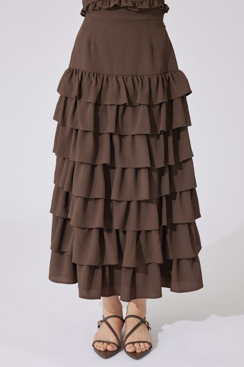 rienda「ジャストウエストティアードマキシスカート」|スカート|