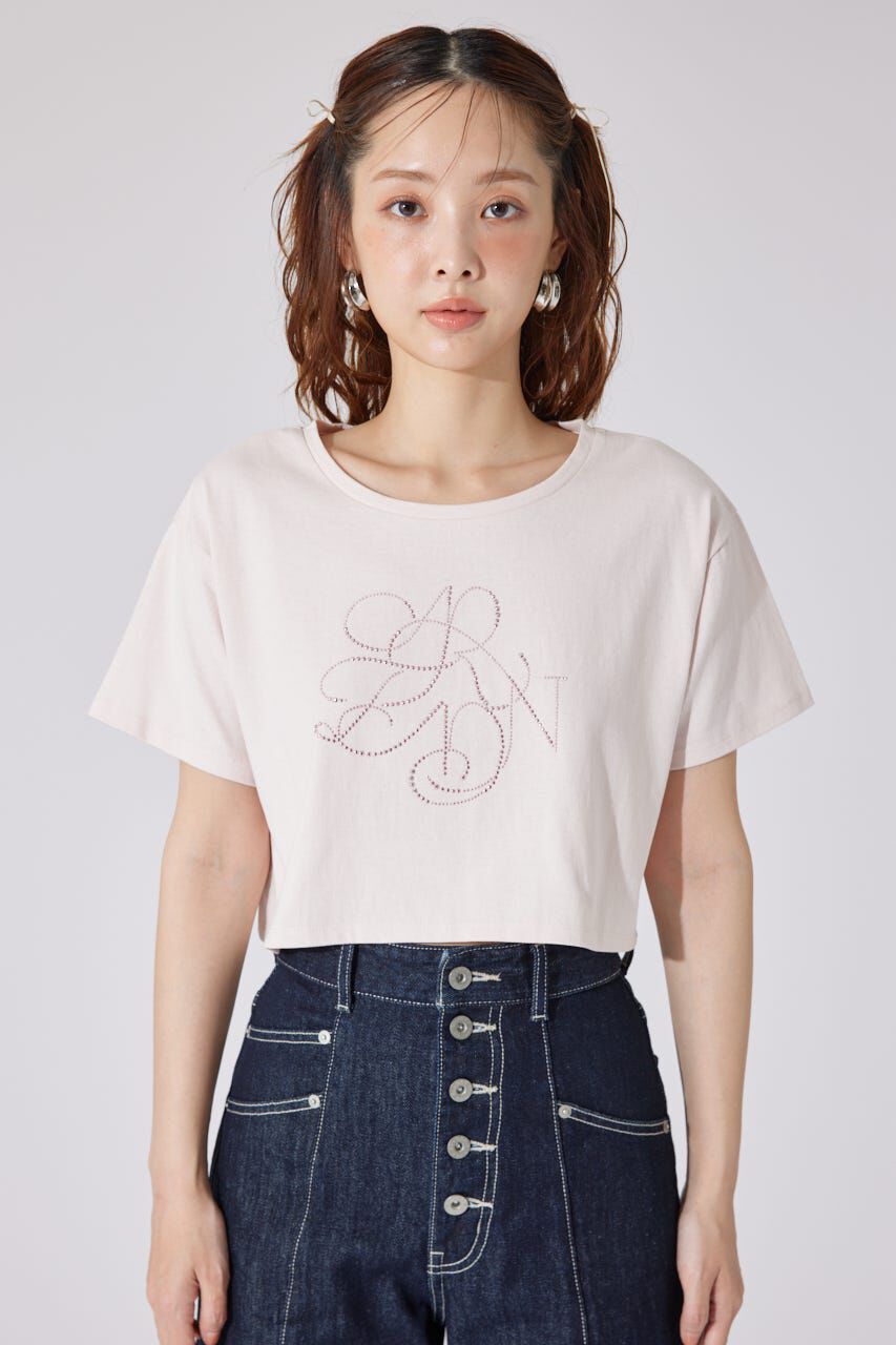 rienda「ラインストーンロゴTシャツ」|Tシャツ・カットソー|
