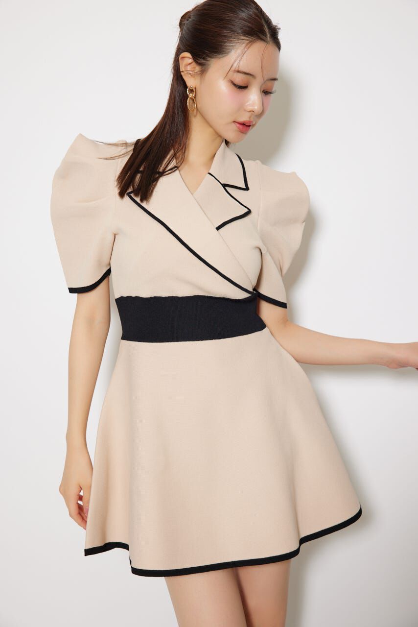 rienda「テーラードカラーミニフレアニットワンピース」|ワンピース|