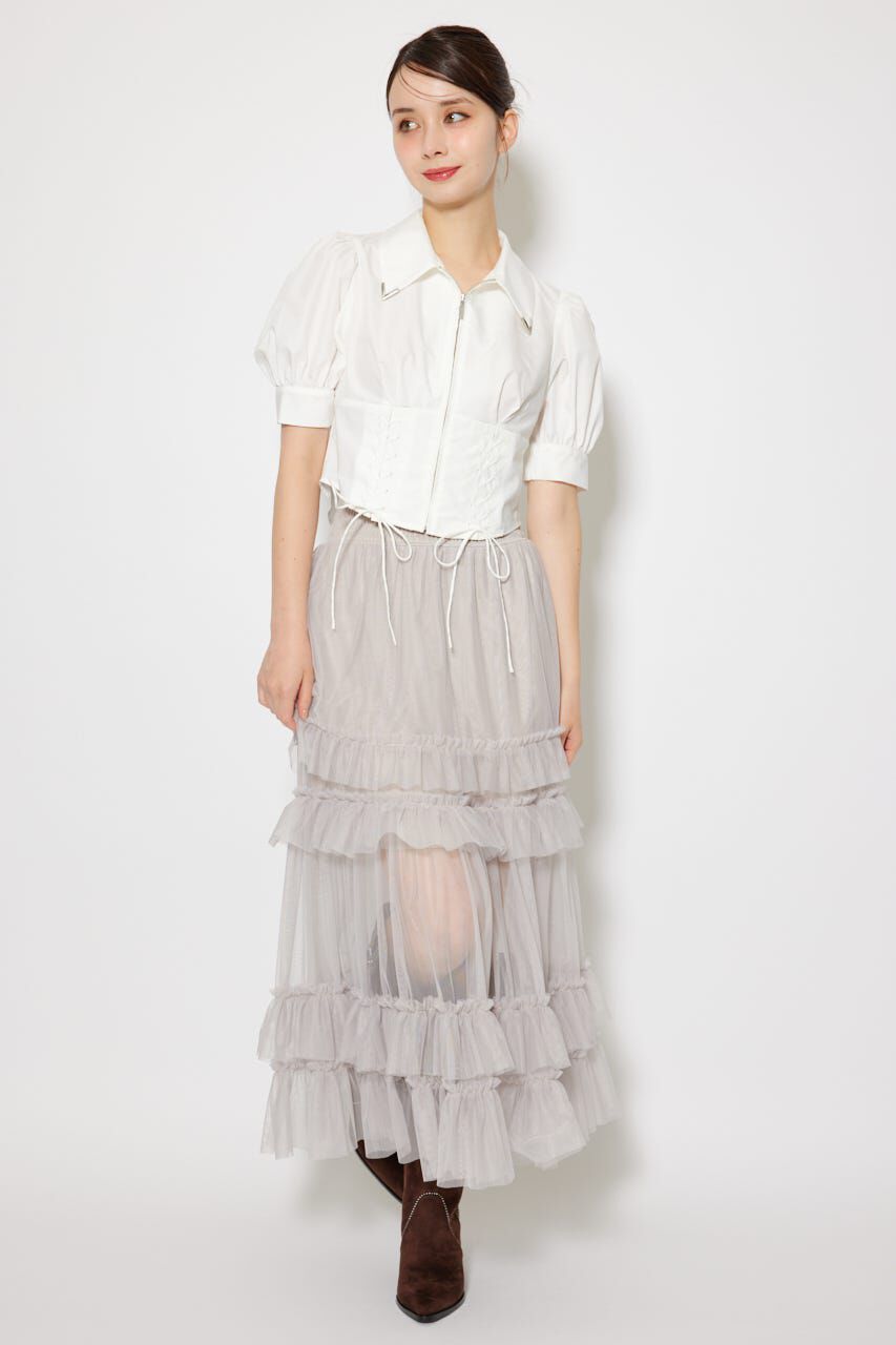 rienda「コンパクトレースアップブラウス」|シャツ・ブラウス|