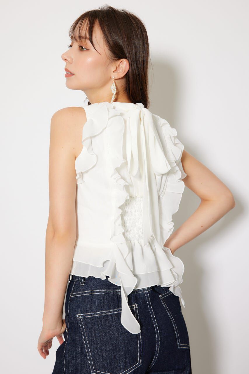 rienda「ボウタイフリルペプラムブラウス」|シャツ・ブラウス|