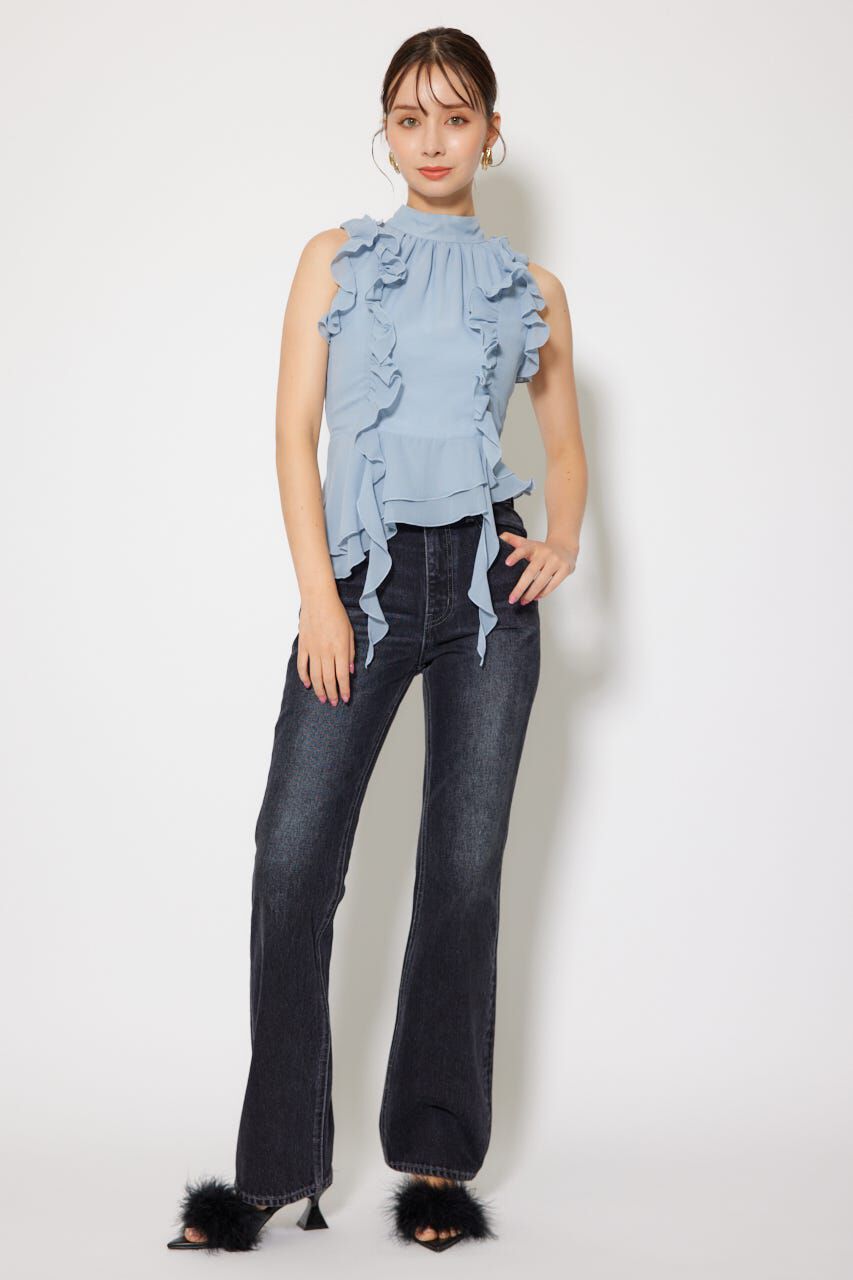 rienda「ボウタイフリルペプラムブラウス」|シャツ・ブラウス|