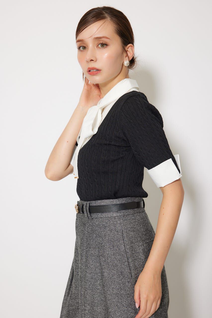 rienda「シャツドッキングハーフスリーブトップス」|ニット・セーター|