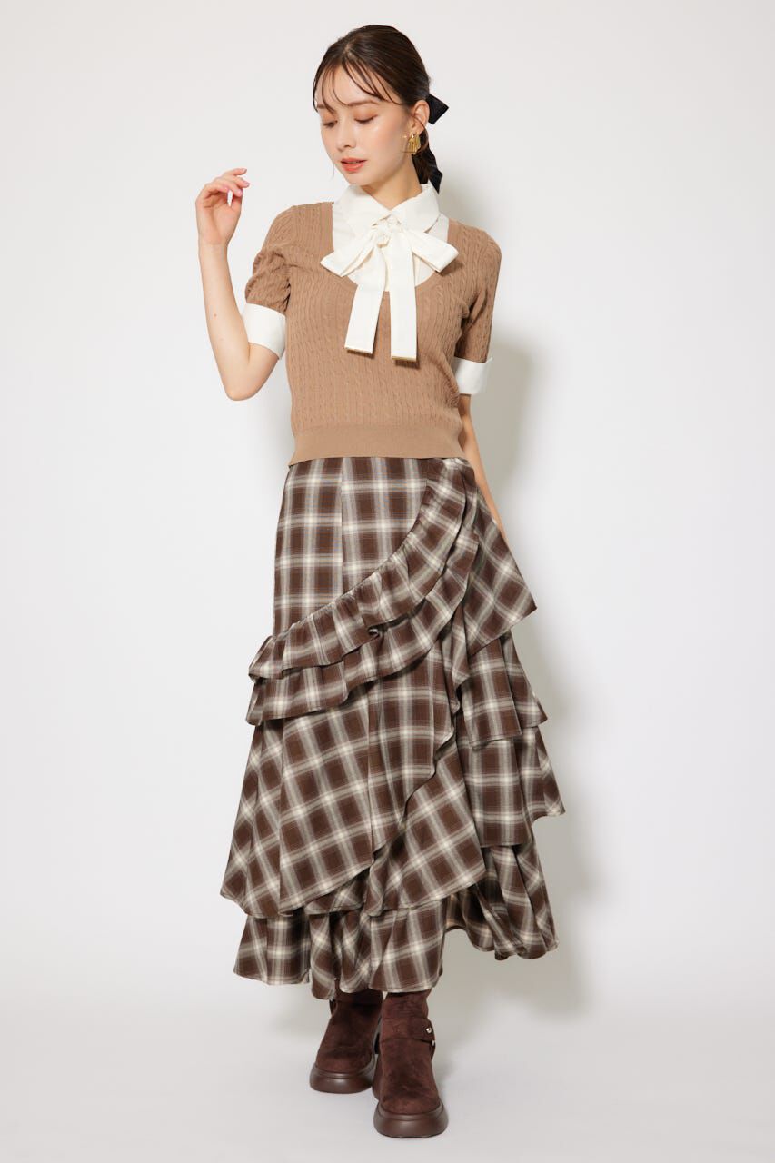 rienda「シャツドッキングハーフスリーブトップス」|ニット・セーター|