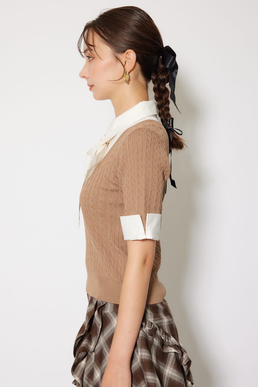 rienda「シャツドッキングハーフスリーブトップス」|ニット・セーター|